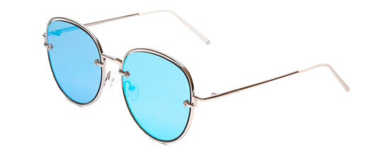Profile View of Prive Revaux Escobar Women's Sunglasses Silver/White/Polarized Blue Mirror 52 mm