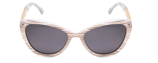 Front View of Prive Revaux Hepburn 2.0 Cateye Sunglasses White Grey Marble/Polarized Grey 56mm