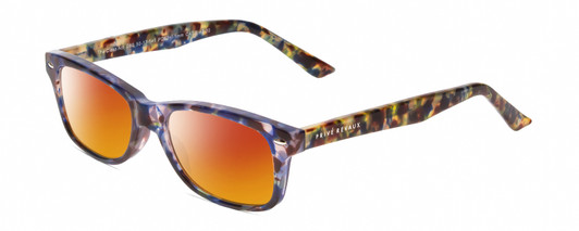 Profile View of Prive Revaux Class Act Designer Polarized Sunglasses with Custom Cut Red Mirror Lenses in Ocean Blue Crystal Tortoise Havana  Ladies Oval Full Rim Acetate 48 mm