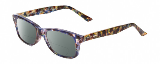 Profile View of Prive Revaux Class Act Designer Polarized Reading Sunglasses with Custom Cut Powered Smoke Grey Lenses in Ocean Blue Crystal Tortoise Havana  Ladies Oval Full Rim Acetate 48 mm