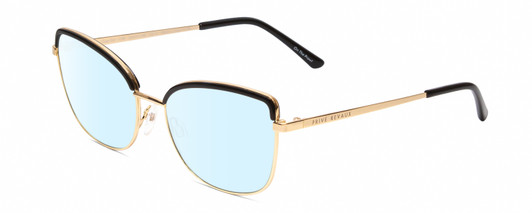 Profile View of Prive Revaux Copycat Designer Blue Light Blocking Eyeglasses in Caviar Black/Gold Ladies Cateye Full Rim Metal 55 mm