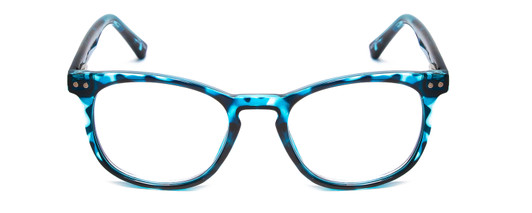 Front View of Prive Revaux Show Off Womens Round Reading Glasses in Blue Tortoise Crystal 48mm