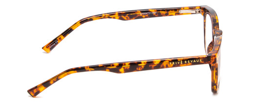 Side View of Prive Revaux Show Off Single Designer Reading Eye Glasses with Custom Cut Powered Lenses in Toffee Brown Tortoise Havana Ladies Round Full Rim Acetate 48 mm