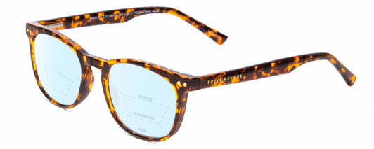 Profile View of Prive Revaux Show Off Single Designer Progressive Lens Blue Light Blocking Eyeglasses in Toffee Brown Tortoise Havana Ladies Round Full Rim Acetate 48 mm