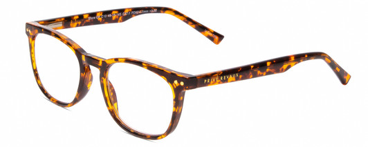 Profile View of Prive Revaux Show Off Single Designer Progressive Lens Blue Light Blocking Eyeglasses in Toffee Brown Tortoise Havana Ladies Round Full Rim Acetate 48 mm