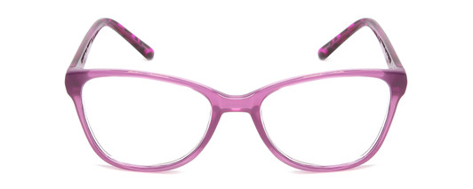 Front View of Prive Revaux Speak Easy Designer Single Vision Prescription Rx Eyeglasses in Mauva Crystal/Purple Tortoise/Gold Pearl Chain Ladies Cateye Full Rim Acetate 21 mm