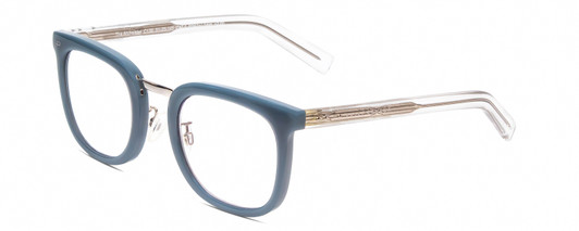 Profile View of Prive Revaux Alchemist Designer Progressive Lens Blue Light Blocking Eyeglasses in Teal Stone Blue/Clear Crystal Unisex Square Full Rim Acetate 50 mm