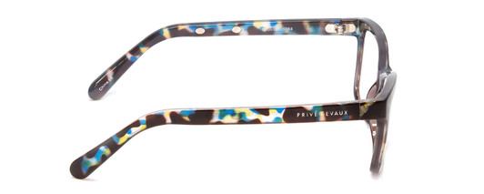 Side View of Prive Revaux Julie Cateye Reading Glasses in Sapphire Blue Yellow Tortoise 50 mm