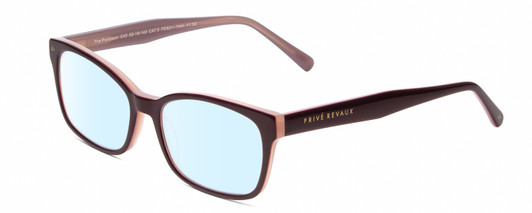Profile View of Prive Revaux Professor Designer Blue Light Blocking Eyeglasses in Burgundy Red/Light Pink Ladies Rectangle Full Rim Acetate 52 mm