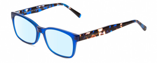 Profile View of Prive Revaux Professor Designer Blue Light Blocking Eyeglasses in Ocean Blue Tortoise Havana Ladies Rectangle Full Rim Acetate 52 mm