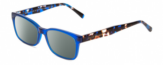 Profile View of Prive Revaux Professor Designer Polarized Sunglasses with Custom Cut Smoke Grey Lenses in Ocean Blue Tortoise Havana Ladies Rectangle Full Rim Acetate 52 mm