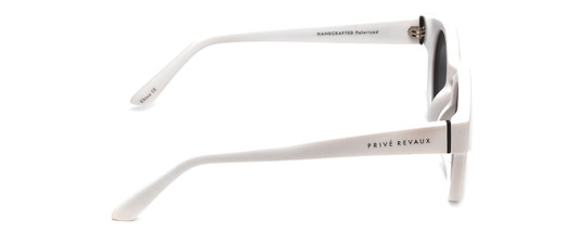 Side View of Prive Revaux Industry Disrupter Round Sunglasses Matte White/Polarized Grey 41mm
