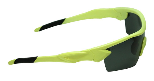 Side View of Prive Revaux Off Grid Men Wrap Sport Sunglasses Lime Green/Polarized Silver 64mm