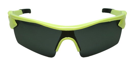 Front View of Prive Revaux Off Grid Men Wrap Sport Sunglasses Lime Green/Polarized Silver 64mm