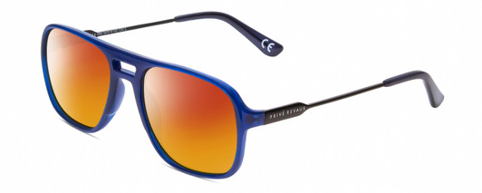 Profile View of Prive Revaux 3.0.5 Designer Polarized Sunglasses with Custom Cut Red Mirror Lenses in Midnight Crystal Blue/Gunmetal Unisex Aviator Full Rim Acetate 56 mm