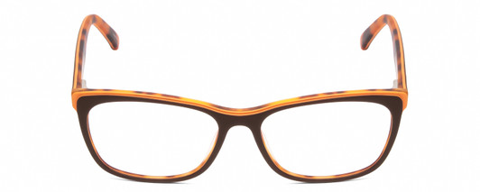 Front View of Marie Claire MC6211 Designer Progressive Lens Prescription Rx Eyeglasses in Matte Brown Orange Autumn Tortoise Ladies Panthos Full Rim Acetate 53 mm