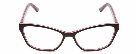 Front View of Marie Claire MC6223 Designer Single Vision Prescription Rx Eyeglasses in Gloss Black Wine Red Pink White Layer Ladies Cat Eye Full Rim Acetate 54 mm