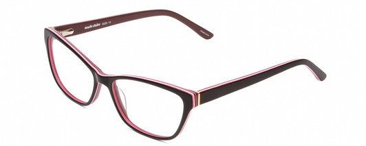 Profile View of Marie Claire MC6223 Designer Progressive Lens Blue Light Blocking Eyeglasses in Gloss Black Wine Red Pink White Layer Ladies Cat Eye Full Rim Acetate 54 mm