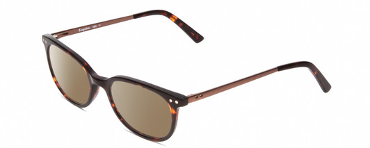 Profile View of Esquire EQ1503 Designer Polarized Sunglasses with Custom Cut Amber Brown Lenses in Tortoise Havana Brown Gold Unisex Oval Full Rim Acetate 50 mm