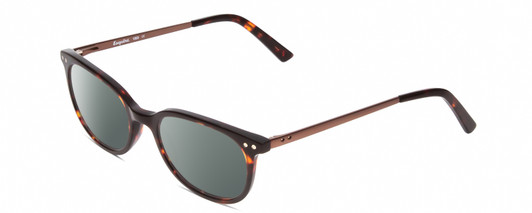 Profile View of Esquire EQ1503 Designer Polarized Sunglasses with Custom Cut Smoke Grey Lenses in Tortoise Havana Brown Gold Unisex Oval Full Rim Acetate 50 mm