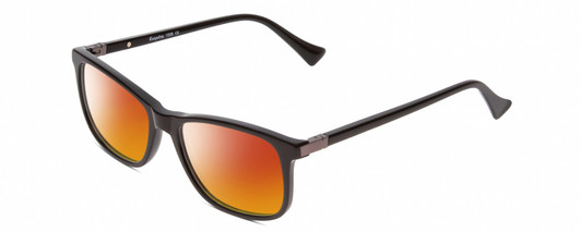 Profile View of Esquire EQ1509 Designer Polarized Sunglasses with Custom Cut Red Mirror Lenses in Black Unisex Square Full Rim Acetate 54 mm