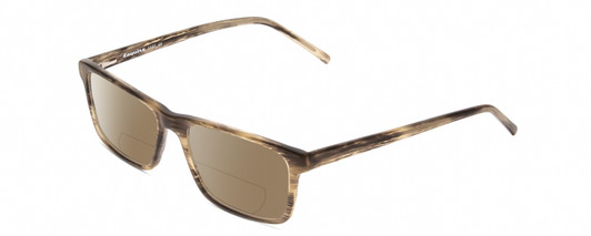 Profile View of Esquire EQ1527 Designer Polarized Reading Sunglasses with Custom Cut Powered Amber Brown Lenses in Brown Green Marble Mens Rectangular Full Rim Acetate 53 mm