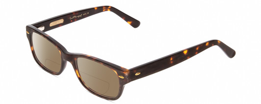 Profile View of Ernest Hemingway H4670 Designer Polarized Reading Sunglasses with Custom Cut Powered Amber Brown Lenses in Dark Tortoise Havana Black Brown Unisex Rectangular Full Rim Acetate 50 mm