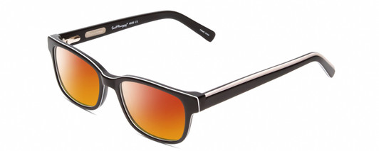Profile View of Ernest Hemingway H4689 Designer Polarized Sunglasses with Custom Cut Red Mirror Lenses in Black White Mens Square Full Rim Acetate 49 mm