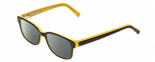Profile View of Ernest Hemingway H4689 Designer Polarized Sunglasses with Custom Cut Smoke Grey Lenses in Black Yellow Mens Rectangular Full Rim Acetate 49 mm