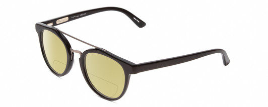 Profile View of Ernest Hemingway H4804 Designer Polarized Reading Sunglasses with Custom Cut Powered Sun Flower Yellow Lenses in Black Ladies Oval Full Rim Acetate 47 mm