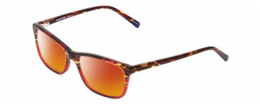 Profile View of Marie Claire MC6222 Designer Polarized Sunglasses with Custom Cut Red Mirror Lenses in Tortoise Havana Red Ladies Rectangular Full Rim Acetate 53 mm