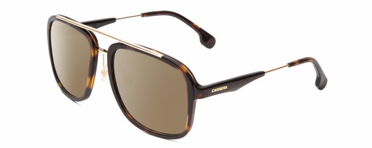 Profile View of Carrera 133-S Designer Polarized Sunglasses with Custom Cut Amber Brown Lenses in Tortoise Havana Gold Brown Unisex Pilot Full Rim Acetate 57 mm