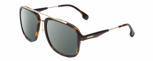 Profile View of Carrera 133-S Designer Polarized Sunglasses with Custom Cut Smoke Grey Lenses in Tortoise Havana Gold Brown Unisex Pilot Full Rim Acetate 57 mm