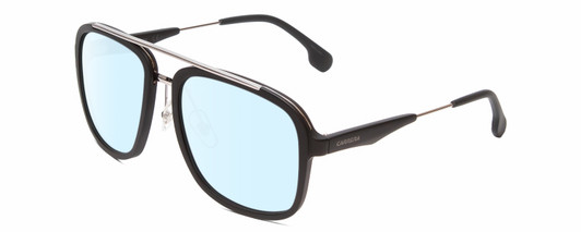 Profile View of Carrera 133-S Designer Blue Light Blocking Eyeglasses in Matte Black Ruthenium Silver Unisex Pilot Full Rim Acetate 57 mm
