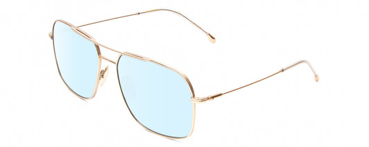 Profile View of Carrera 247-S Designer Blue Light Blocking Eyeglasses in Gold Satin Unisex Pilot Full Rim Titanium 58 mm