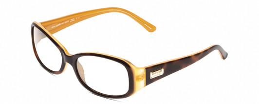 Profile View of Kate Spade PAXTON Designer Blue Light Blocking Eyeglasses in Saffron Tortoise Havana Crystal Layer Gold Ladies Oval Full Rim Acetate 53 mm
