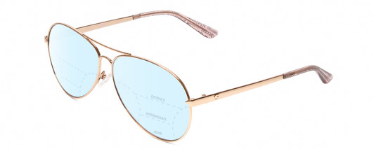 Profile View of Guess GU7615 Designer Progressive Lens Blue Light Blocking Eyeglasses in Shiny Rose Gold Pink Ladies Pilot Full Rim Metal 56 mm