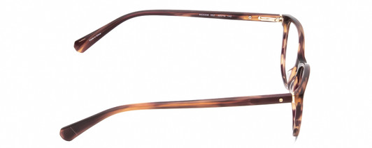 Side View of Kenneth Cole KC0308 Designer Reading Eye Glasses with Custom Cut Powered Lenses in Brown Horn Purple Marble Ladies Oval Full Rim Acetate 52 mm
