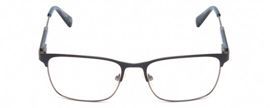 Front View of Kenneth Cole KC0312 Designer Progressive Lens Prescription Rx Eyeglasses in Metalic Navy Blue Gun Metal Tortoise Unisex Square Full Rim Stainless Steel 53 mm
