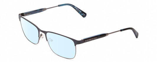 Profile View of Kenneth Cole KC0312 Designer Blue Light Blocking Eyeglasses in Metalic Navy Blue Gun Metal Tortoise Unisex Square Full Rim Stainless Steel 53 mm