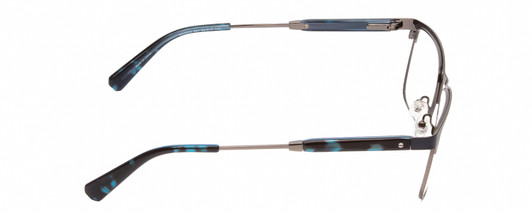 Side View of Kenneth Cole KC0312 Designer Progressive Lens Blue Light Blocking Eyeglasses in Metalic Navy Blue Gun Metal Tortoise Unisex Square Full Rim Stainless Steel 53 mm