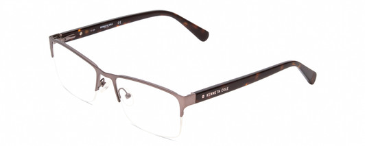 Profile View of Kenneth Cole KC0313 Unisex Rectangle Reading Glasses in Gun Metal Tortoise 53 mm