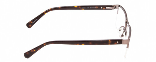 Side View of Kenneth Cole KC0313 Unisex Rectangle Reading Glasses in Gun Metal Tortoise 53 mm