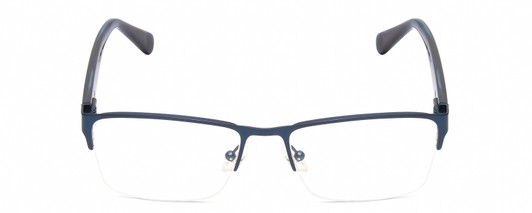 Front View of Kenneth Cole KC0313 Designer Progressive Lens Prescription Rx Eyeglasses in Metalic Navy Blue Tortoise Unisex Rectangular Semi-Rimless Metal 53 mm