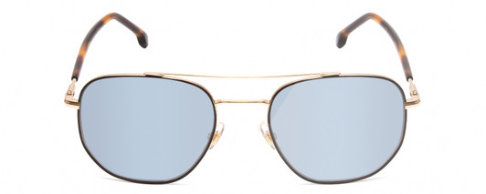 Front View of Carrera 236/S Unisex Hexagonal Sunglasses Havana Tortoise Gold/Blue Mirror 54 mm