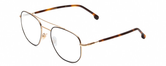 Profile View of Carrera 236/S Designer Bi-Focal Prescription Rx Eyeglasses in Havana Tortoise Brown Gold Unisex Hexagonal Full Rim Metal 54 mm