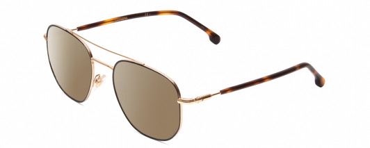Profile View of Carrera 236/S Designer Polarized Sunglasses with Custom Cut Amber Brown Lenses in Havana Tortoise Brown Gold Unisex Hexagonal Full Rim Metal 54 mm