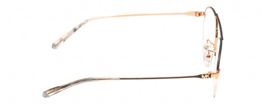 Side View of Michael Kors MK4070-1108 Designer Single Vision Prescription Rx Eyeglasses in Shiny Rose Gold Unisex Round Semi-Rimless Metal 51 mm