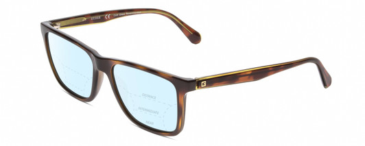 Profile View of Guess GU6935 Designer Progressive Lens Blue Light Blocking Eyeglasses in Cold Glaze Tortoise Havana Green Unisex Rectangular Full Rim Acetate 55 mm