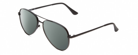 Profile View of Kenneth Cole Reaction KC2829 Designer Polarized Sunglasses with Custom Cut Smoke Grey Lenses in Satin Black Unisex Pilot Full Rim Metal 58 mm